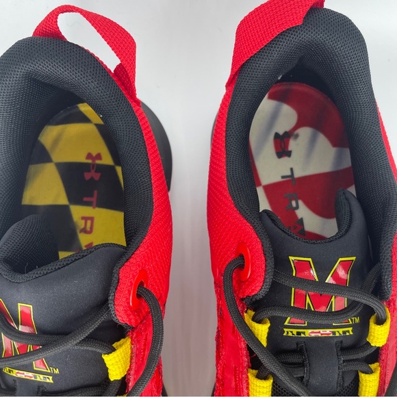 New Under Armour Mens University Maryland Terps Warp Sneakers 10.5 Red - Picture 2 of 8